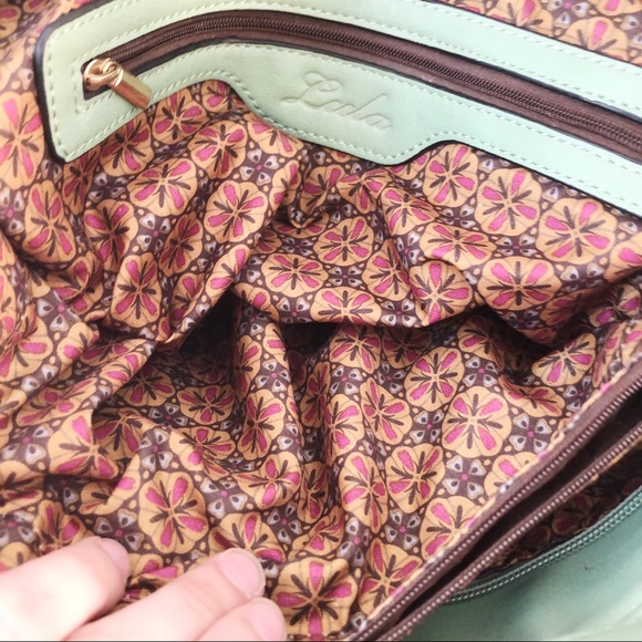 Lula large pale green bag crossbody strap studded - Picture 16 of 16